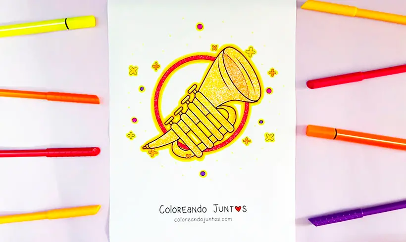 Dibujo de trompeta coloreada por Coloreando Juntos