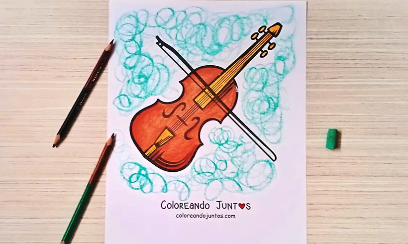 Dibujo de violín coloreado por Coloreando Juntos