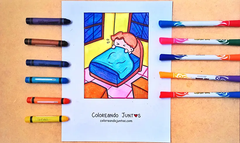 Dibujo de cama coloreada por Coloreando Juntos