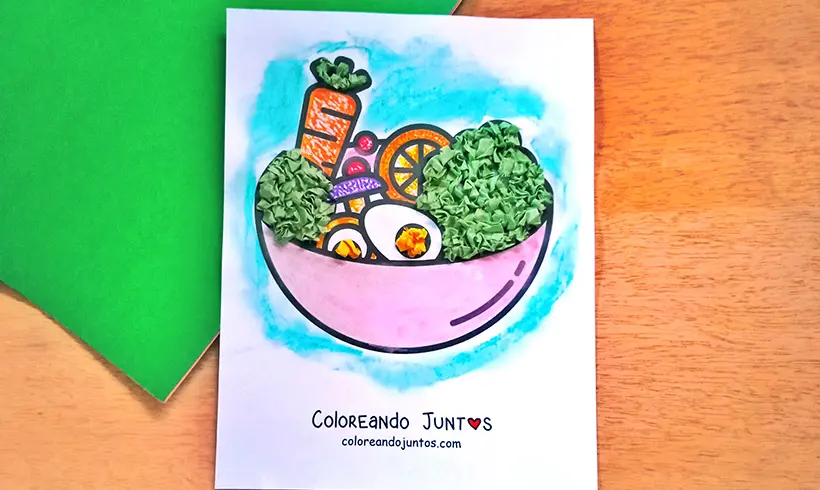 Dibujo de ensalada coloreada por Coloreando Juntos