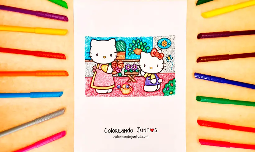 Dibujo de Hello Kitty coloreada por Coloreando Juntos