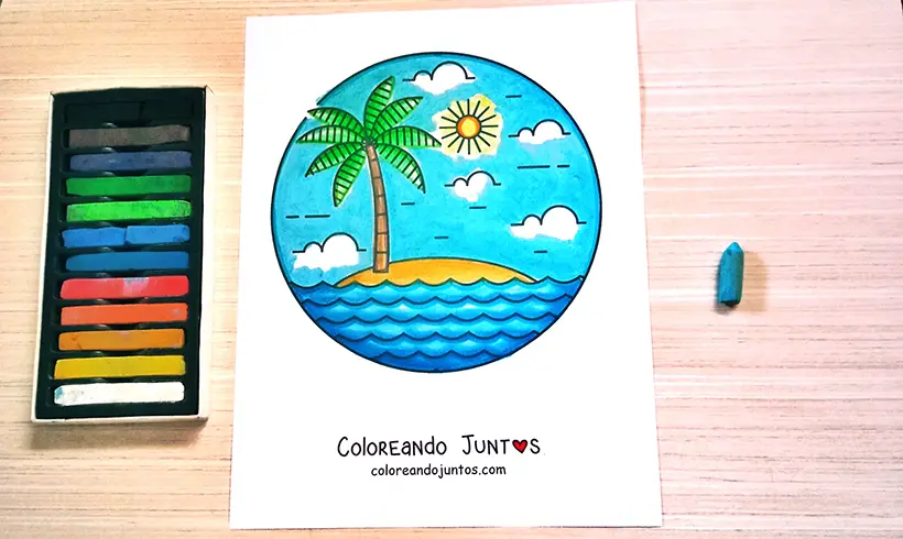 Dibujo de isla coloreada por Coloreando Juntos