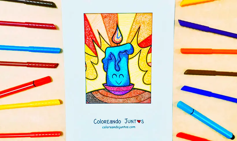 Dibujo de vela coloreada por Coloreando Juntos