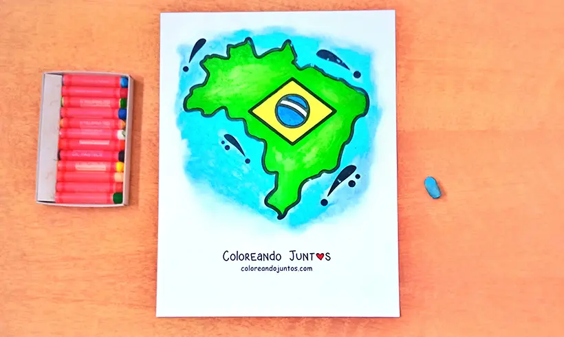 Dibujo de bandera de Brasil coloreada por Coloreando Juntos