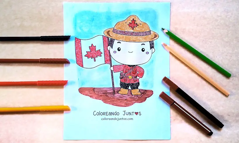 Dibujo de bandera de Canadá coloreada por Coloreando Juntos