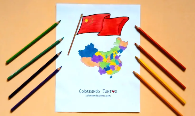 Dibujo de bandera de China coloreada por Coloreando Juntos