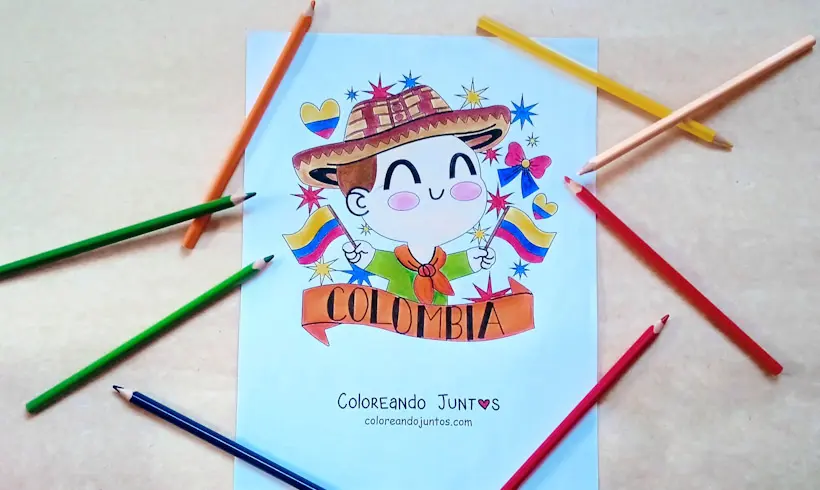 Dibujo de bandera de Colombia coloreada por Coloreando Juntos