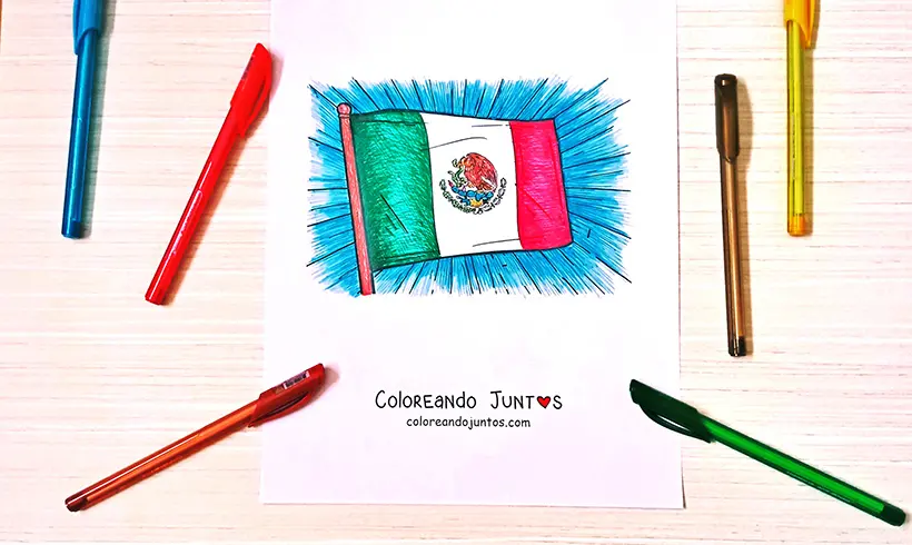 Dibujo de bandera de México coloreada por Coloreando Juntos