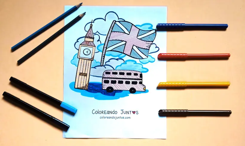 Dibujo de bandera del Reino Unido coloreada por Coloreando Juntos