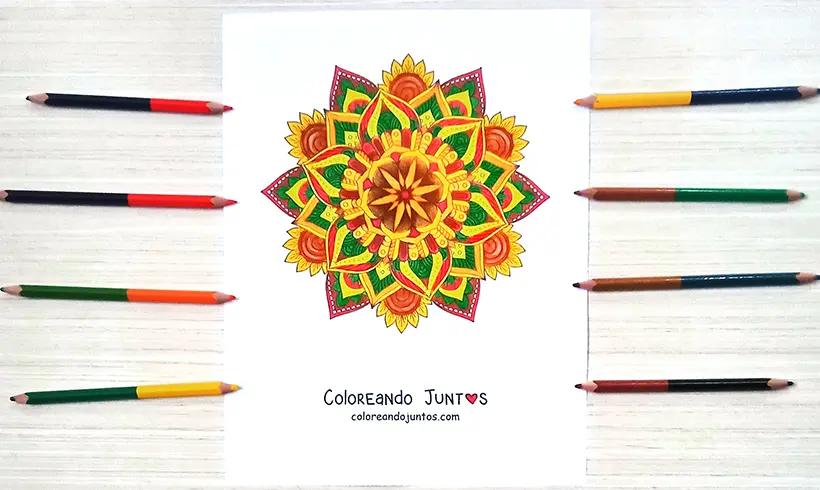 Dibujo de mandala budista coloreada por Coloreando Juntos