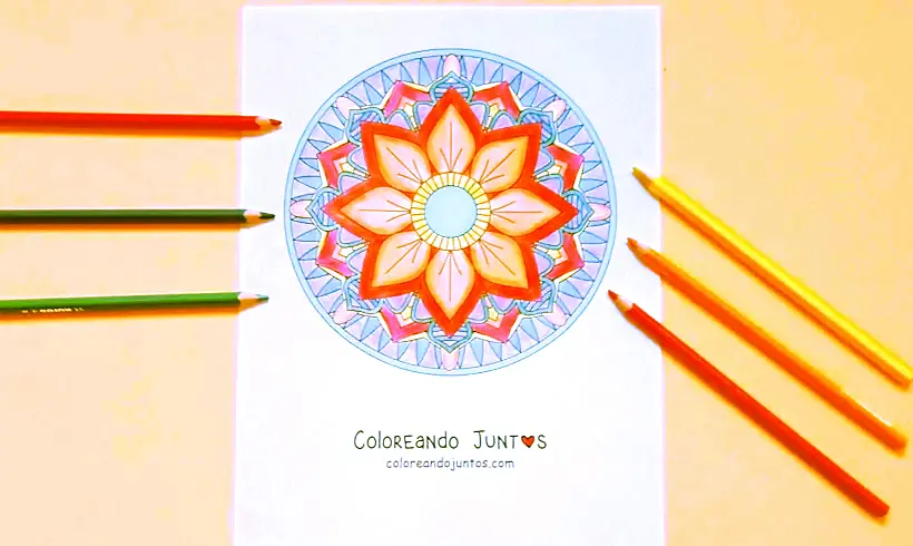 Dibujo de mandala circular coloreada por Coloreando Juntos