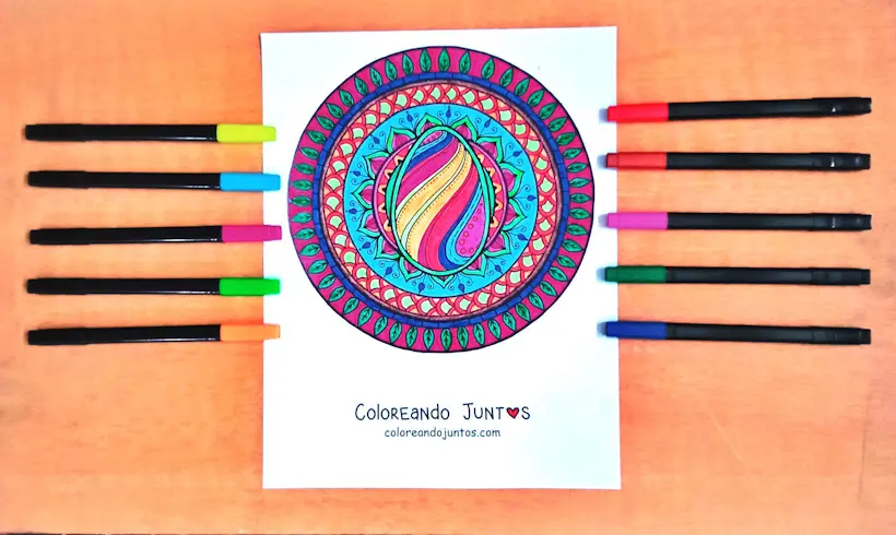 Dibujo de mandala de Pascua coloreada por Coloreando Juntos