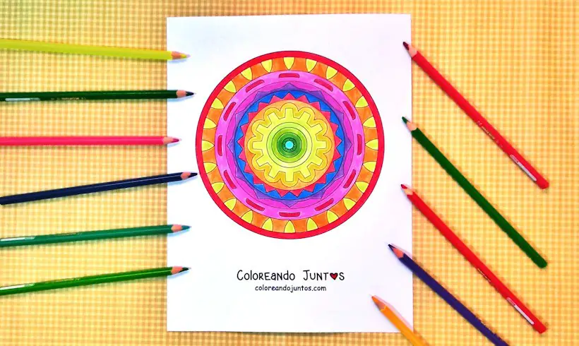 Dibujo de mandala geométrica coloreada por Coloreando Juntos