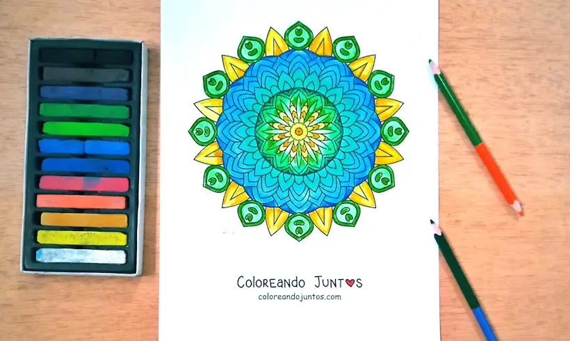 Dibujo de mandala hindú coloreada por Coloreando Juntos