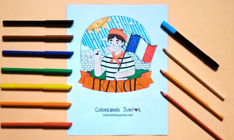 Dibujo de bandera de Francia coloreada por Coloreando Juntos