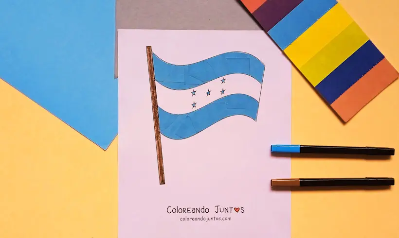 Dibujo de bandera de Honduras coloreada por Coloreando Juntos