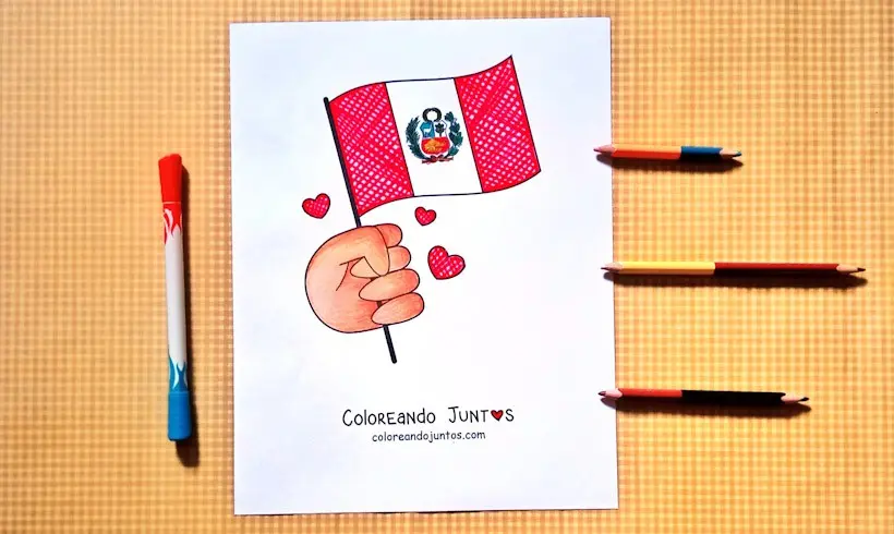 Dibujo de bandera de Perú coloreada por Coloreando Juntos