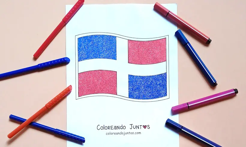 Dibujo de bandera de República Dominicana coloreada por Coloreando Juntos