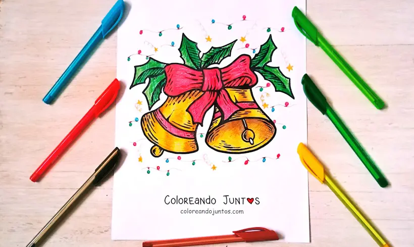Dibujo de campanas de Navidad coloreadas por Coloreando Juntos
