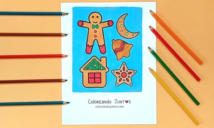 Dibujo de galletas de Navidad coloreadas por Coloreando Juntos
