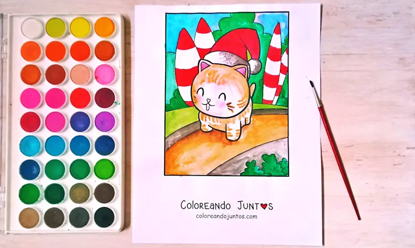 Dibujo de gorro de Navidad coloreado por Coloreando Juntos