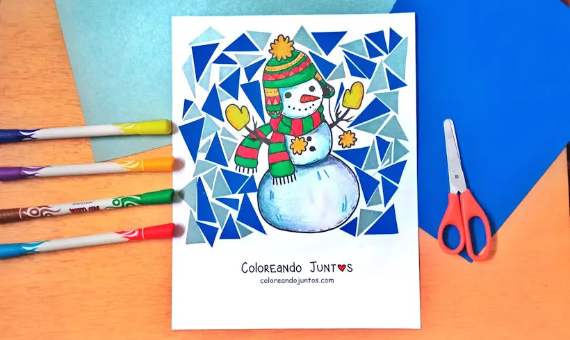 Dibujo de muñeco de nieve coloreado por Coloreando Juntos