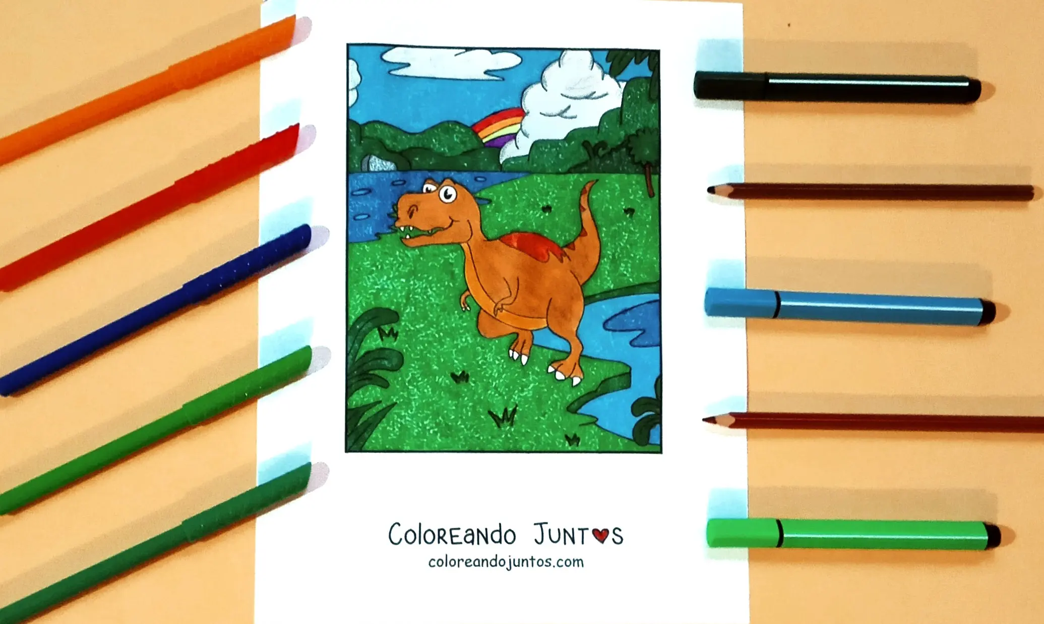 Dibujo de dinosaurio carnívoro coloreado por Coloreando Juntos