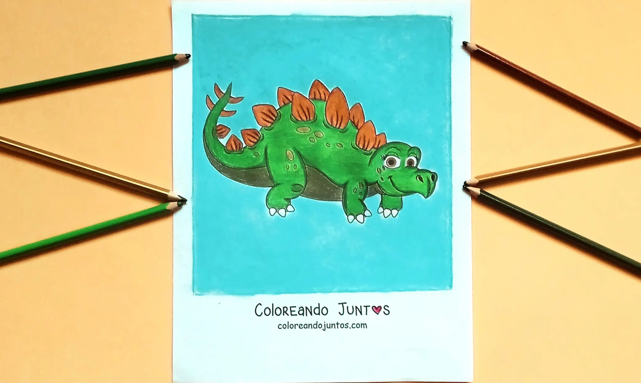 Dibujo de dinosaurio terrestre coloreado por Coloreando Juntos