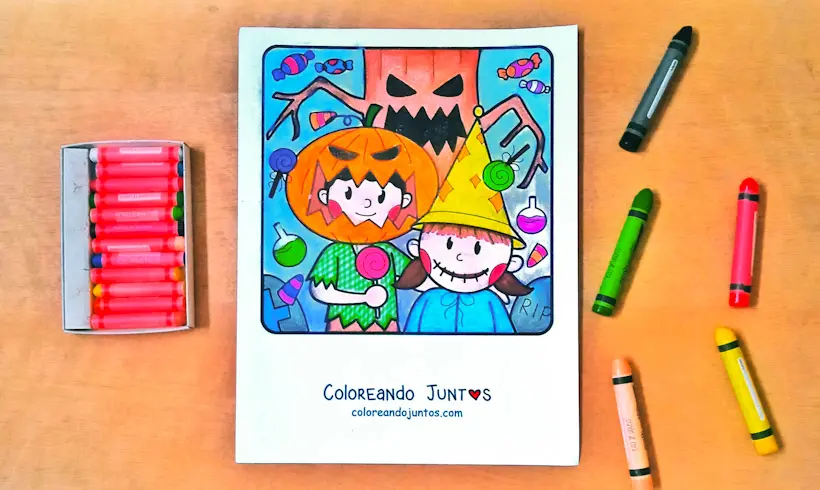 Dibujo de disfraces de Halloween coloreados por Coloreando Juntos