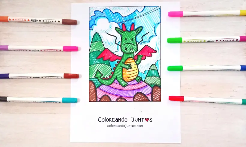 Dibujo de dragón coloreado por Coloreando Juntos