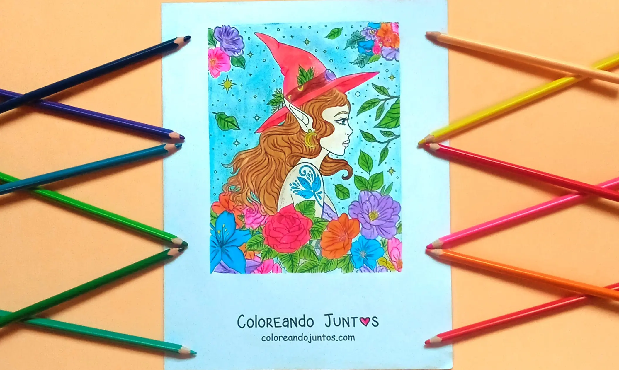 Dibujo de elfo coloreado por Coloreando Juntos