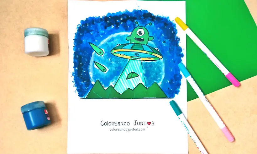 Dibujo de extraterrestre coloreado por Coloreando Juntos