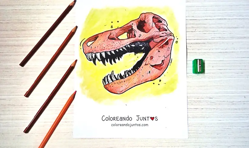 Dibujo de fósil de dinosaurio coloreado por Coloreando Juntos