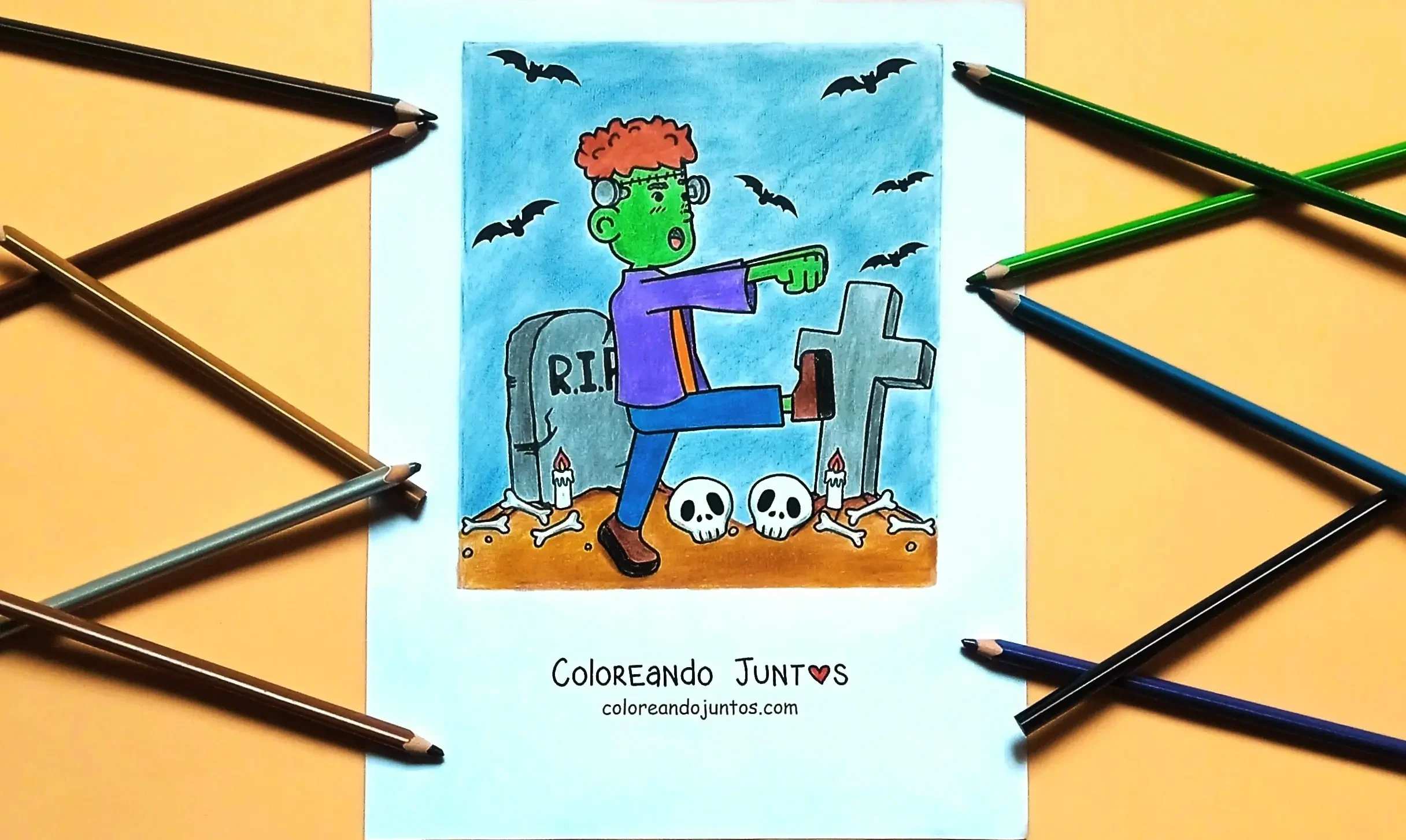 Dibujo de Frankenstein coloreado por Coloreando Juntos