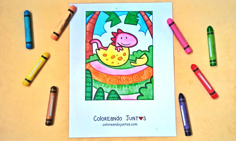 Dibujo de huevo de dinosaurio coloreado por Coloreando Juntos