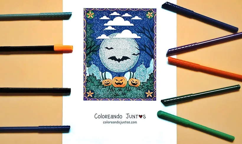 Dibujo de murciélagos de Halloween coloreados por Coloreando Juntos
