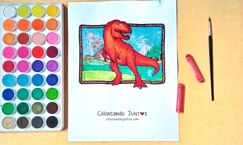 Dibujo de Tiranosaurio Rex coloreado por Coloreando Juntos