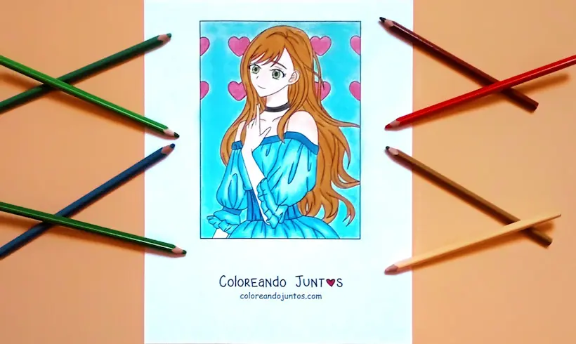 Dibujo de anime y manga kawaii coloreado por Coloreando Juntos