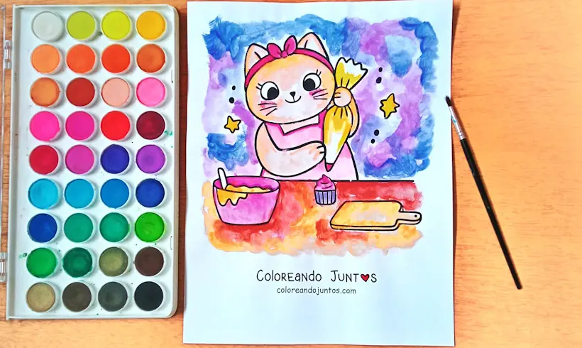 Dibujo de cocinera coloreada por Coloreando Juntos