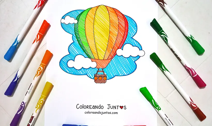Dibujo de globo aerostático coloreado por Coloreando Juntos