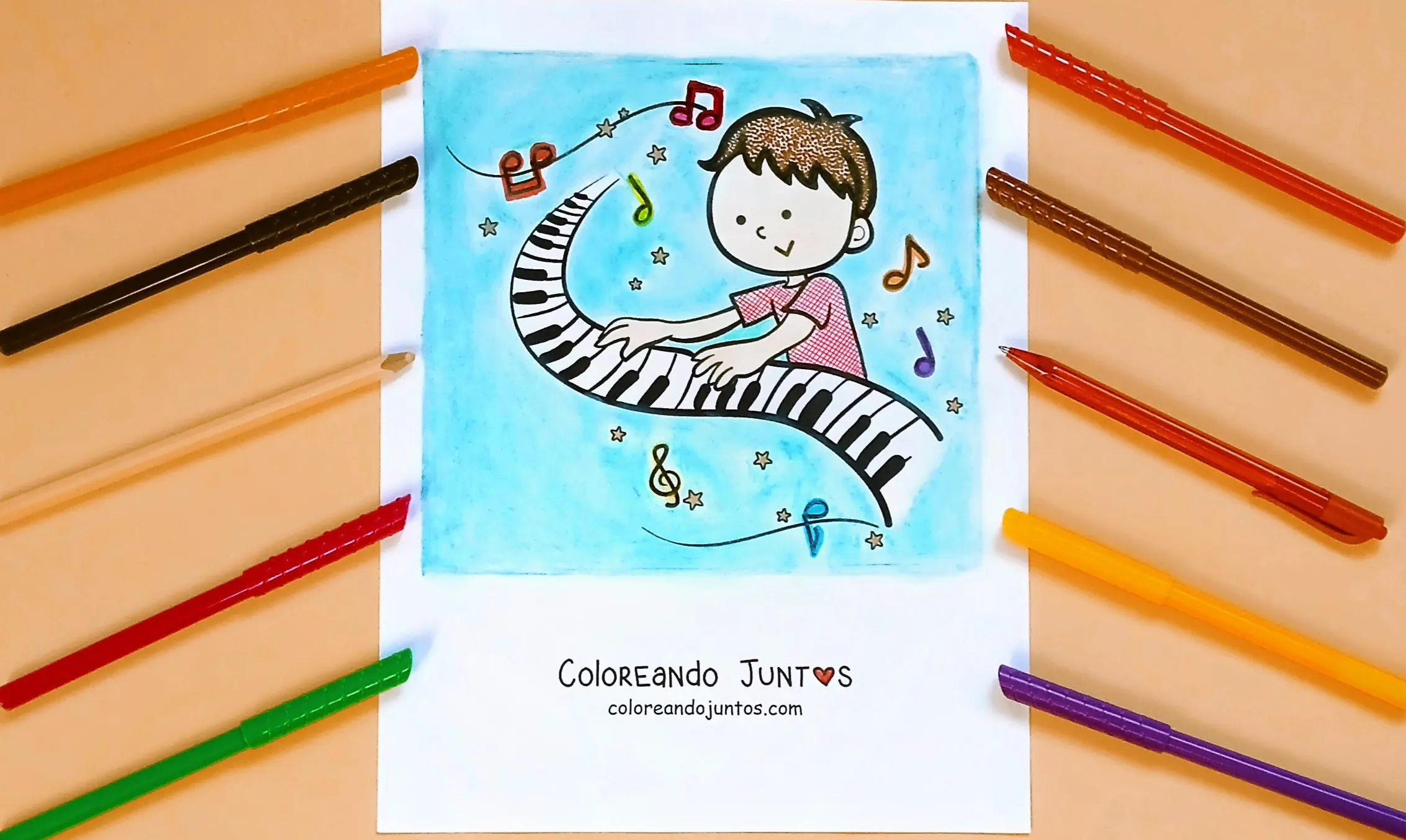 Dibujo de instrumento kawaii coloreado por Coloreando Juntos
