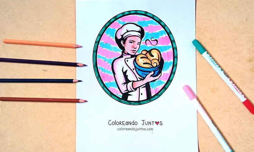 Dibujo de panadero coloreado por Coloreando Juntos
