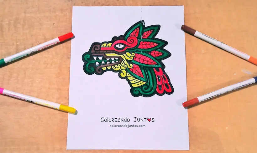 Dibujo de cultura azteca coloreada por Coloreando Juntos