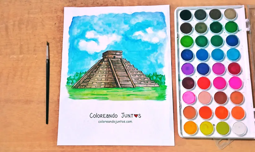 Dibujo de cultura maya coloreada por Coloreando Juntos