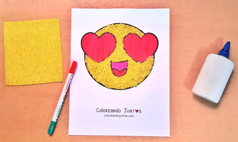 Dibujo de emoji de amor coloreado por Coloreando Juntos