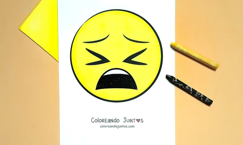 Dibujo de emoji de miedo coloreado por Coloreando Juntos