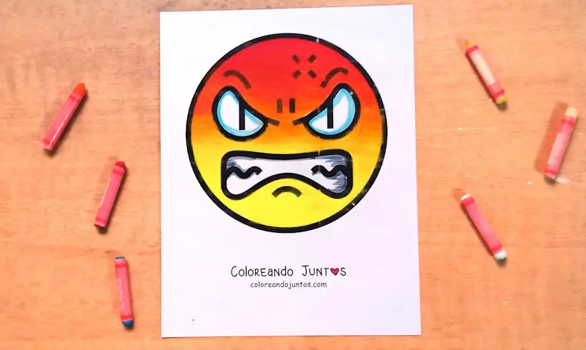 Dibujo de emoji enojado coloreado por Coloreando Juntos