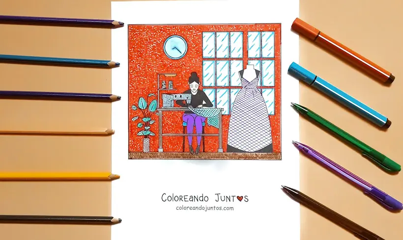 Dibujo de modista coloreada por Coloreando Juntos