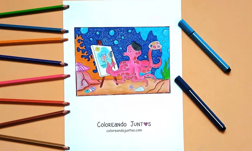 Dibujo de pintor coloreado por Coloreando Juntos
