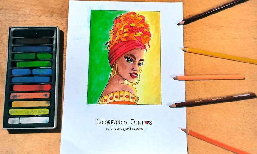 Dibujo de africana coloreada por Coloreando Juntos